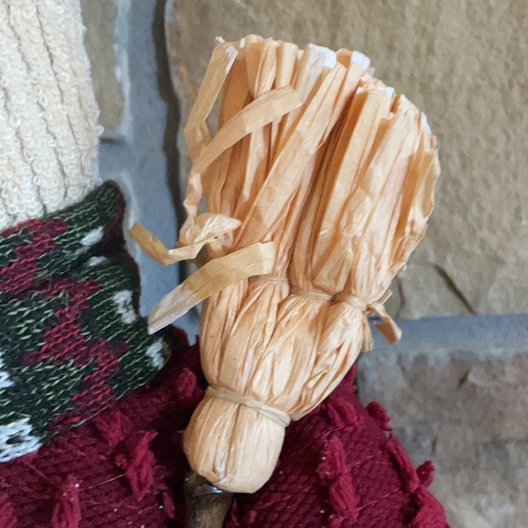 Tall Standing Fabric Snowman with Hat and Broom. New. - Picture 10 of 11